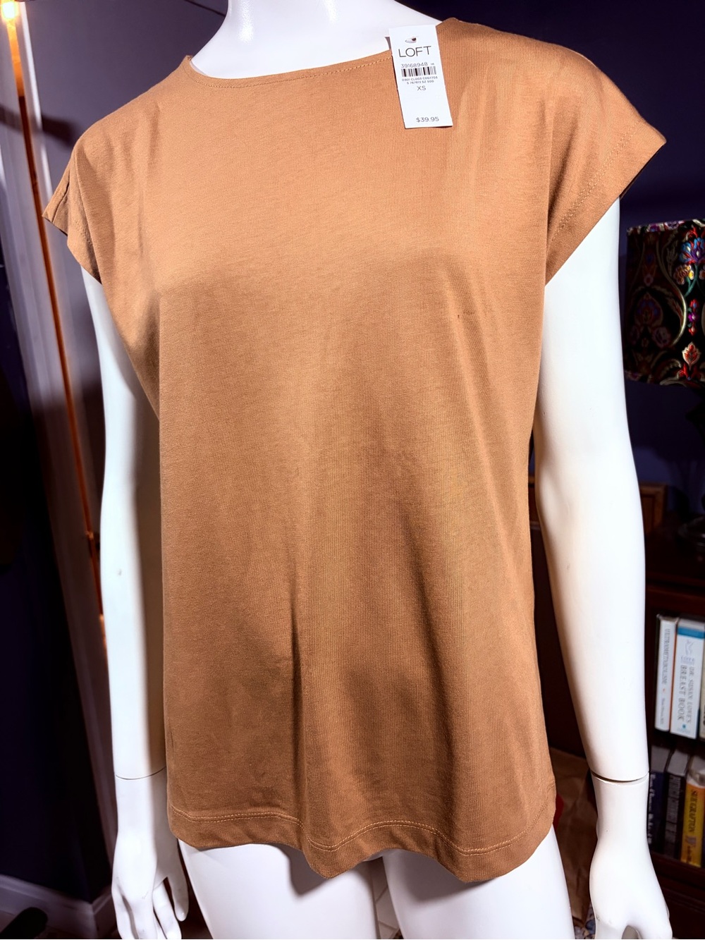 LOFT Women's Cap-Sleeve Tee In Camel Size XS New with Tags